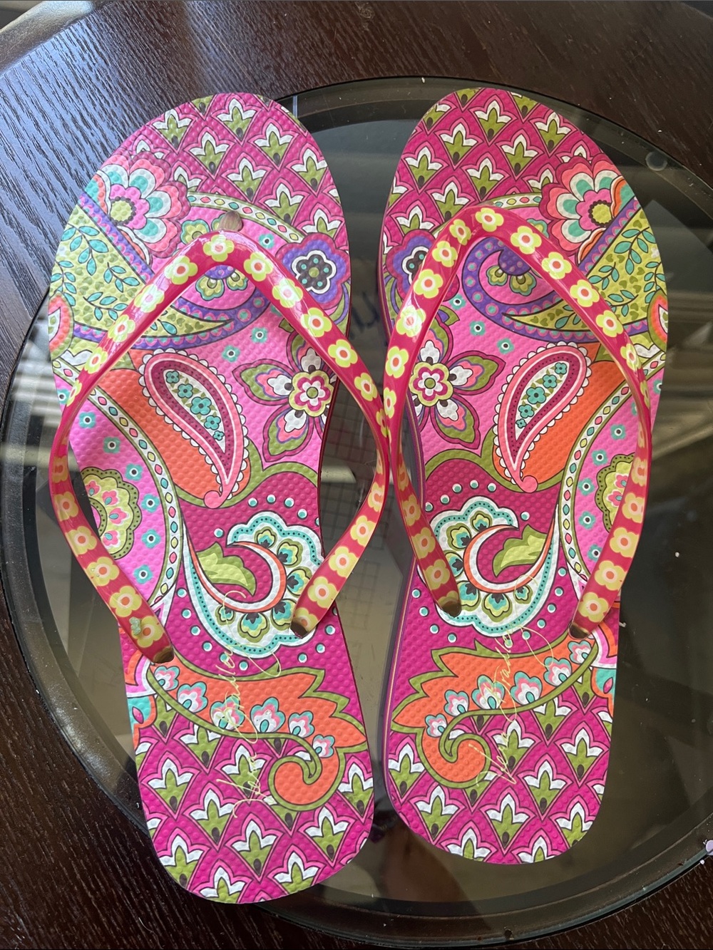 Vera Bradley Pink Paisley Floral Flip Flops
